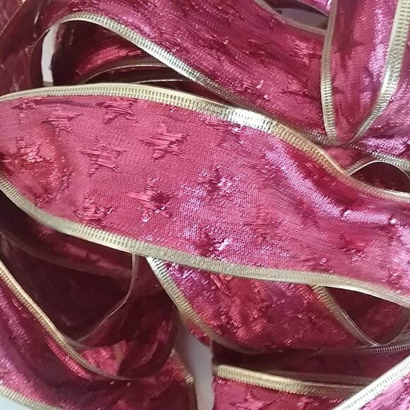 Pink & Gold Wire Edge Ribbon Full Piece 2" wide and 26' long - Picture 2 of 3